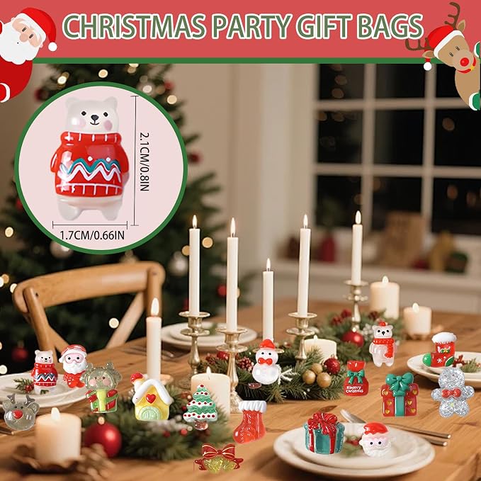 Mini Glow In The Dark Animal Resin Models, Resin Animals Mystery Bags, Individually Wrapped Blind Bags Tiny Animal Figurines, Collectible Mini Animals For Fairy Garden, DIY Crafts (100, Christmas)