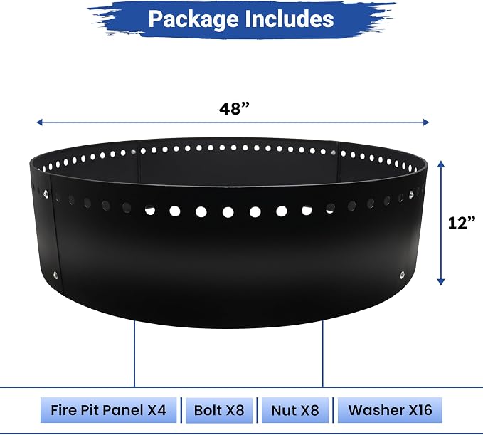 FEBTECH - 48" D Smokeless Fire Ring Insert - Steel DIY Fire Ring Liner | Above or In-Ground Versatile Firepit Ring for Outdoor Fire Pits, Backyard Outdoor Camping Bonfires, Patio & Family Gatherings