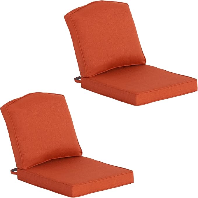 20"x21.5" Outdoor Deep Seat Patio Cushions Set of 2, Outdoor Chair Cushions Bottom Resilient Foam Filling Water-Resistant UV Resistant Weather Resistant with YKK Zippers,Quarry Red