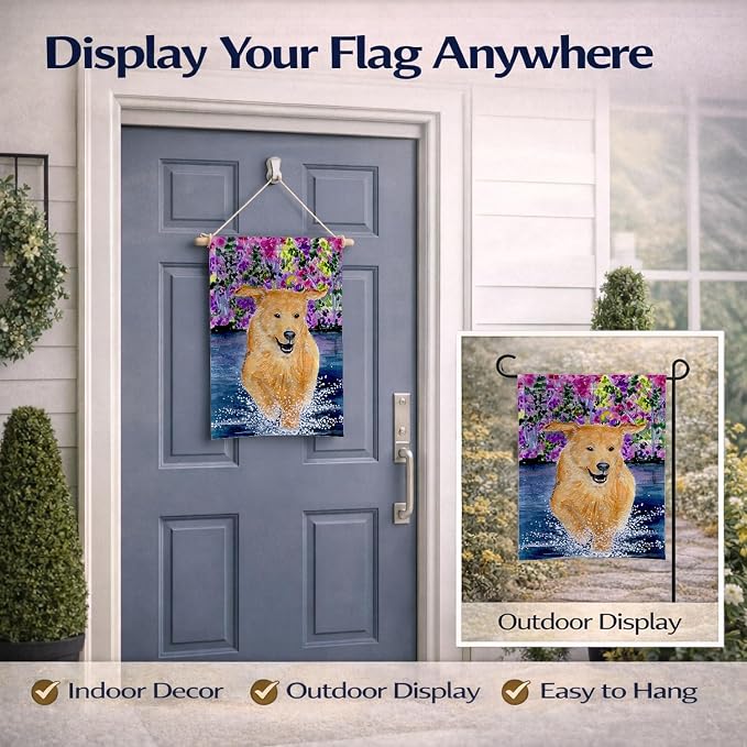 Caroline's Treasures SS8627GF Golden Retriever Garden Flag Mailbox Flag Decorative Yard Flag Banner Outside Patio Artwork Yard Flower Beds, Garden Size, Multicolor