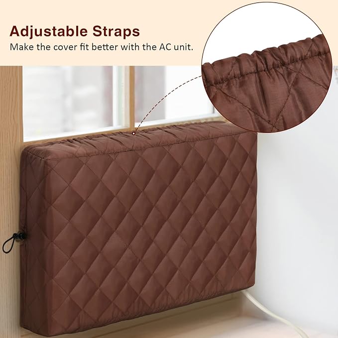 KylinLucky Indoor AC Cover for Window Unit 17 x 13 x 3 inches | Inside Air Conditioner Cover, Dust Protection, Brown