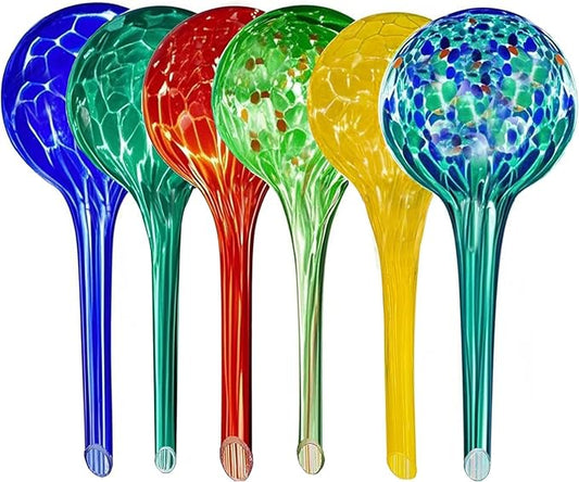 Automatic Plant Watering Globes - 6pcs Small Glass Self Watering Bulbs for Potted Plants - Multicolored Watering Devices for Vacation & Daily Care (Indoor/Outdoor)