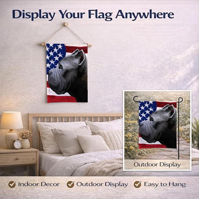 Caroline's Treasures CK6474GF Cane Corso Dog American Flag Garden Flag Mailbox Flag Decorative Yard Flag Banner Outside Patio Artwork Yard Flower Beds, Garden Size, Multicolor