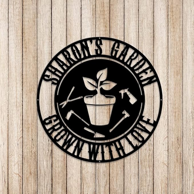 MeMate Metal Garden Sign Outdoor Decor, Personalized Outdoor Metal Signs, Custom Garden Plaques for Women Mom Grandma, Rustic Decorations for Potting Shed, She Shed