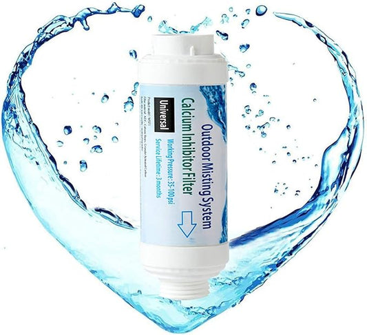 H&G lifestyles Misting System Calcium Inhibitor Filter for Patio Misters Inline Water Filter Effectively Reduce Hard Water Spots, Soften Water, Upgraded Formula