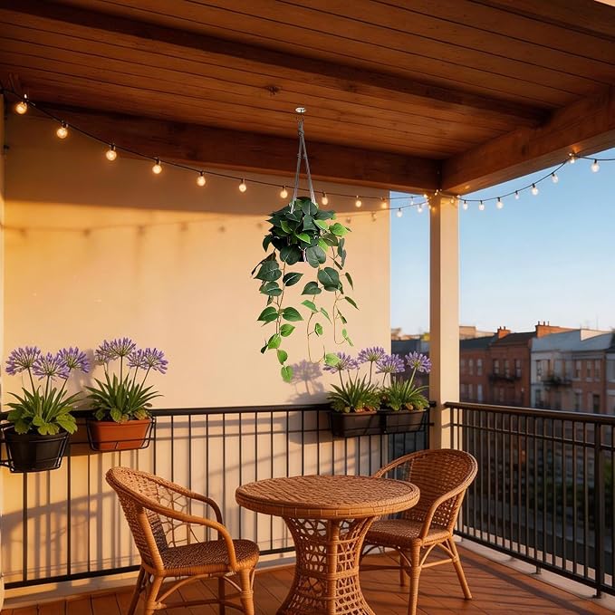 alyptus Fake Hanging Plants Artificial Decor Indoor Realistic Silk Devil's Ivy Hanging Potted Plants Faux Greenery Plant Pothos Vines with Pot for Home (Hanging Pothos - Green)