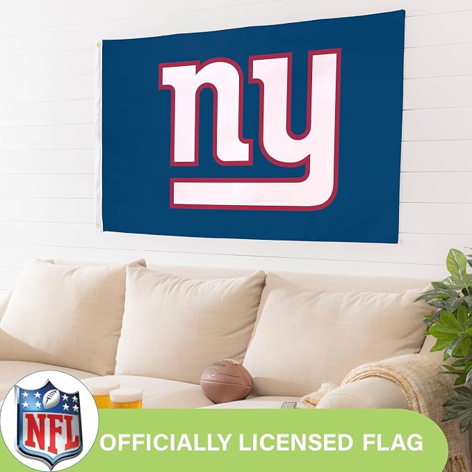 Team Sports America NFL New York Giants 3 x 5 Outdoor Durable House Flag with Grommets | Sport Team Flag & Banner | Indoor Wall Decor Flag for Room | Works with Flag Poles for Outside House