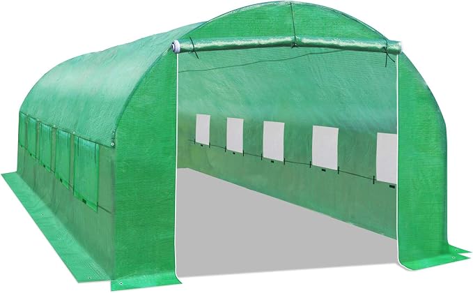 Greenhouse Replacement Covering for Outdoor Larger Hot Garden House , Support Arch Frame Climbing Plants/Flowers/Vegetables (24.6'X10' X 7', Cover)