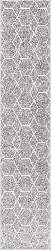 Unique Loom Trellis Frieze Collection Area Rug - Geometric (2' x 10' Runner, Light Gray/ Ivory)