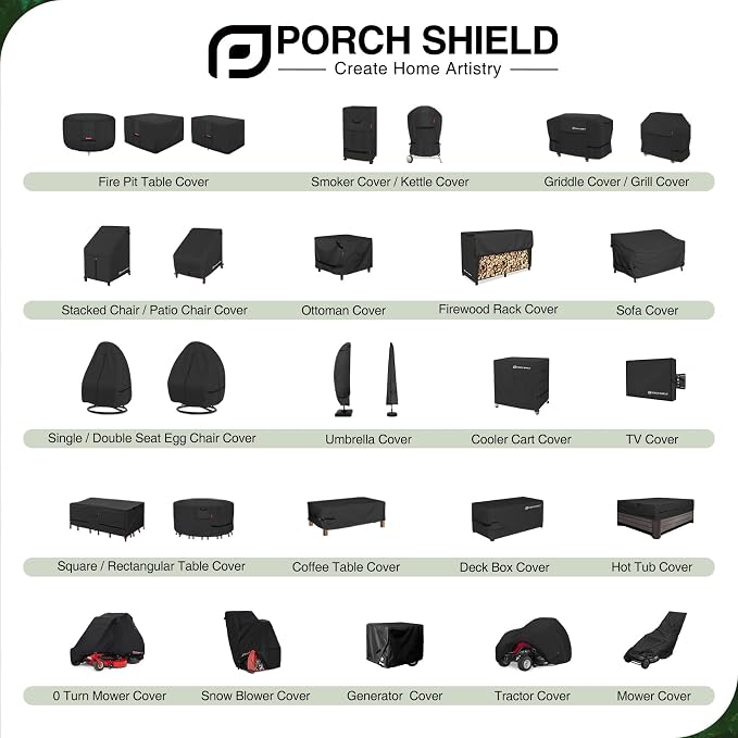 Porch Shield Patio Deck Box Storage Cover - 600D Outdoor Waterproof Cover for 100-134 Gallon Box Tear Resistant Rectangular Fire Pit Table Covers 56 x 26 x26 inch Black