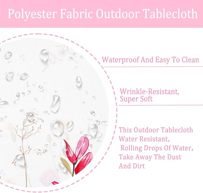 Outdoor Tablecloth with Umbrella Hole and Zipper, Patio Table Covers for Spring/Summer, Machine Washable Outdoor Party/Picnic Rectangle Table Cloth 60 x 102 in