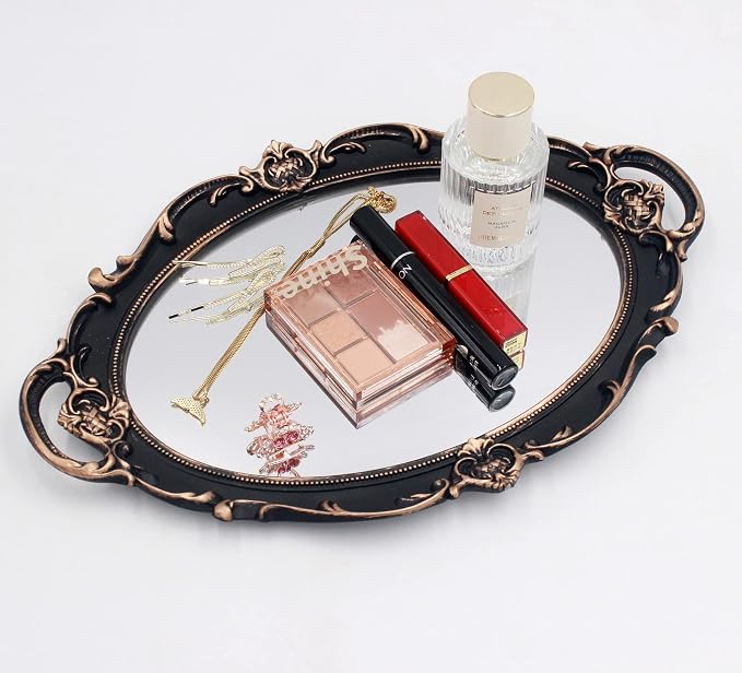 YCHMIR Vintage Mirror Small Wall Mirror Hanging Mirror 14.5 x 10 inchs Oval Brown