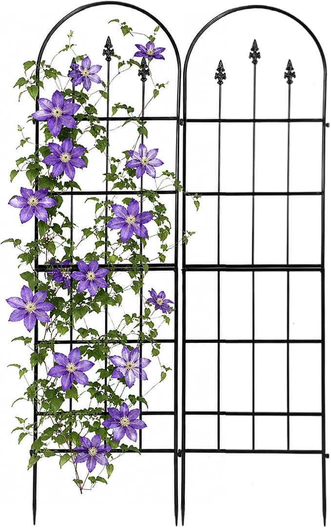 2 Pack Garden Trellis for Climbing Plants Outdoor - 16'' W x 59" H Large Rustproof Metal Plant Support Trellis, Decorative Panels for Climbing Rose, Clematis and Trumpet Vine