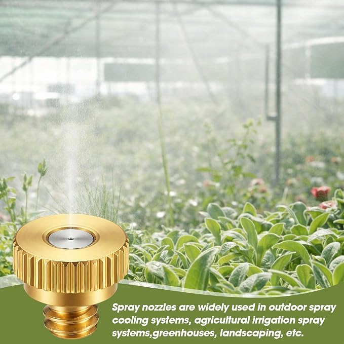 Zhengmy 150 Pcs 0.1mm Brass Misting Nozzles, Mister Nozzles Brass for Outdoor Cooling System Orifice 10/24 UNC Replacement Heads for Outdoor Cooling System