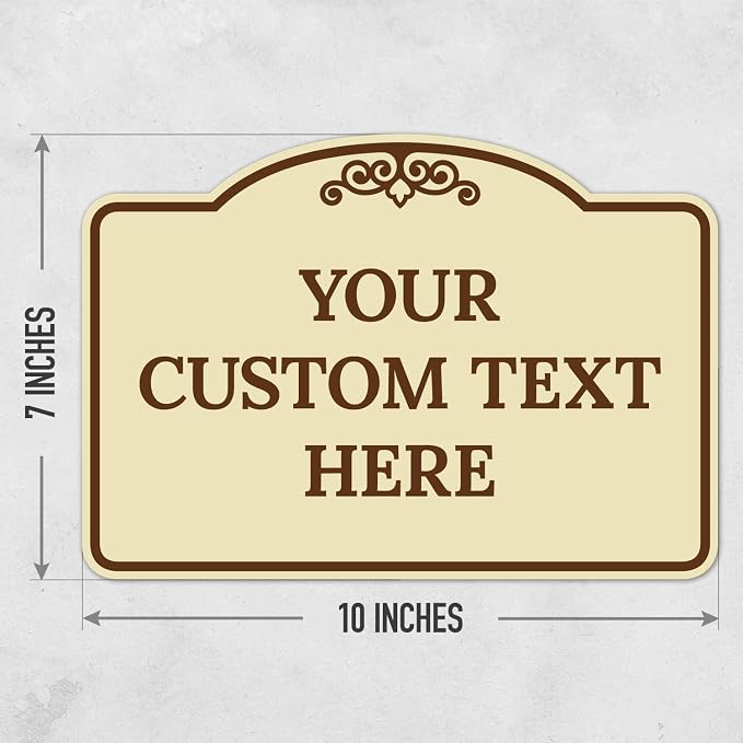 Custom Decorative Sign, Personalized Metal Sign for Business, Driveway, Home, Airbnb, Office Door Plaque, Brown Border Sign, 7x10 Inches, ACM, Fade Resistant, Made in USA by Sigo Signs