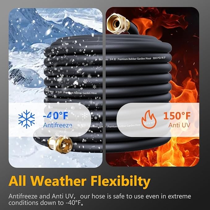 Guitrees Leader Garden Hose 5ft x 3/4", Heavy Duty Short Water Hose, Male to Female Fittings, Five Layered Braiding for Durability, 1000PSI Burst, 300PSI Working (Black)