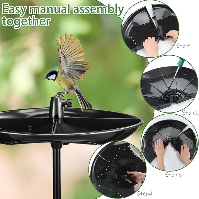 Geelin 21'' Plastic Bird Seed Catcher Tray for 1'' Outdoor Pole Feeders, Removable Bird Seed Catcher Tray for Hummingbird Bee Feeders Outdoors, Backyard, Garden, Not Included Pole