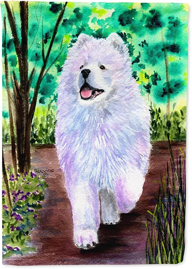 Caroline's Treasures SS8458GF Samoyed Garden Flag Mailbox Flag Decorative Yard Flag Banner Outside Patio Artwork Yard Flower Beds, Garden Size, Multicolor