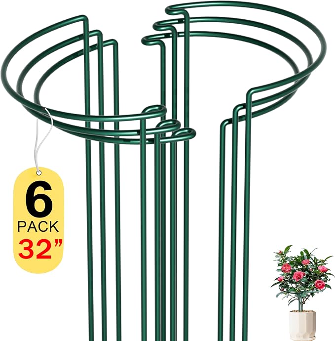 6 Pack Peony Cages and Supports, 14" (W) x 32"(H) Plant Support, Rust-Proof Metal Plant Support Stakes for Outdoor&Indoor Plants