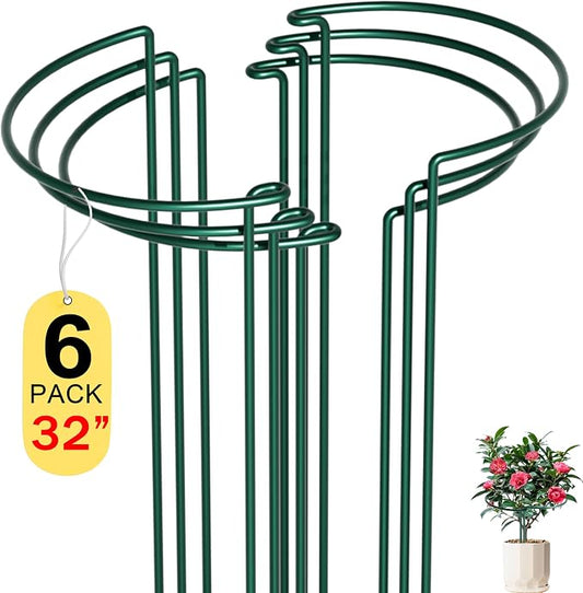 6 Pack Peony Cages and Supports, 14" (W) x 32"(H) Plant Support, Rust-Proof Metal Plant Support Stakes for Outdoor&Indoor Plants