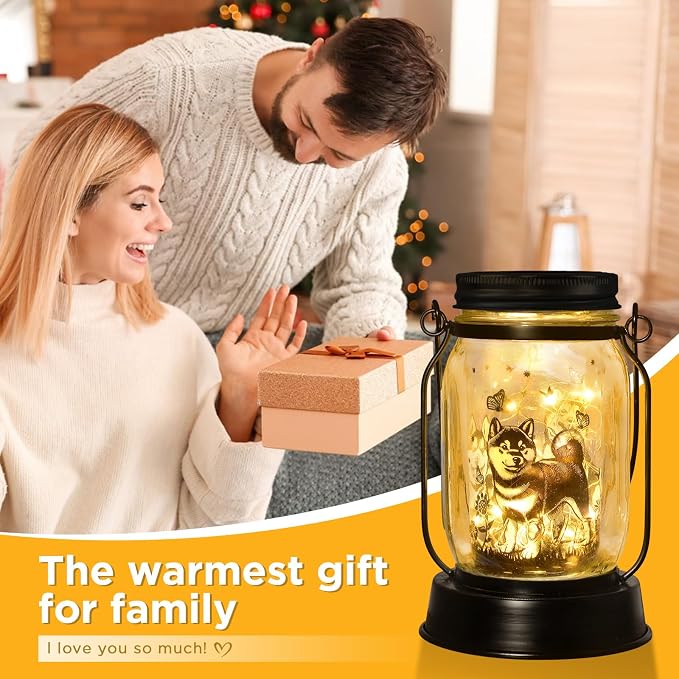 kyoryuger Shiba Inu Gifts for Women/Men Shiba Inu Solar Lanterns Mom Birthday Shibe Dog Lovers Lantern Pet Loss Animal Doge Memorial Lights Solar Garden Decor for Yard, Patio,Backyard,Porch Torches