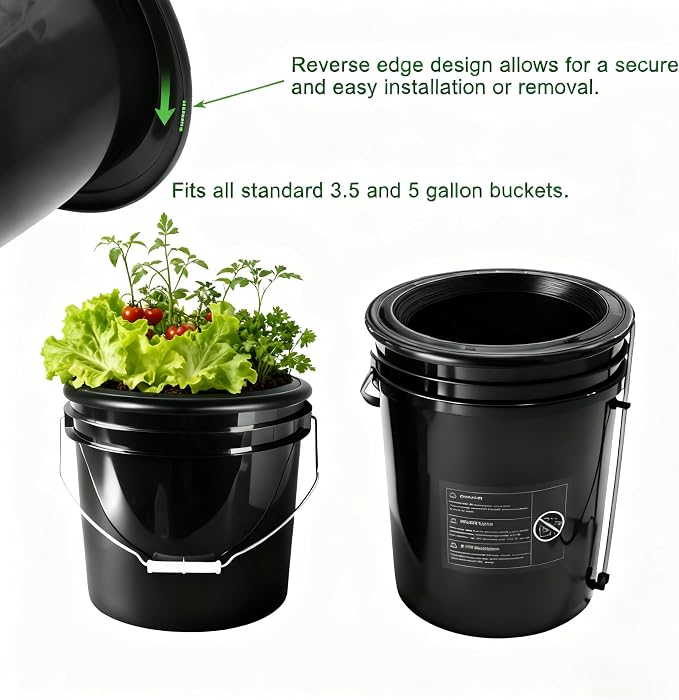 3 & 5 Gallon Bucket Lid Hydroponic Plant Pot, Small/Medium/Large Opening Mesh Net Cups for Indoor Outdoor Hydroponics Growing System - Large Opening for Deep Root Plants (3 Pack)