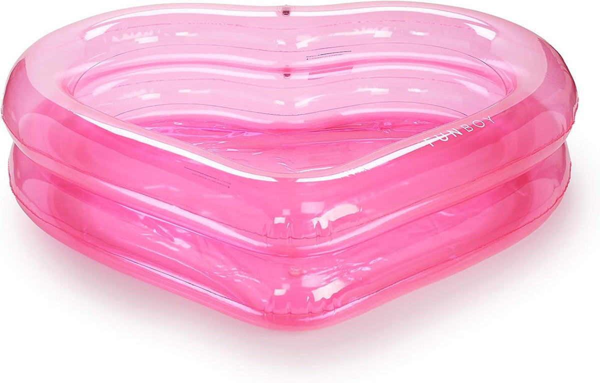 FUNBOY Giant Inflatable Luxury Clear Pink Heart Kiddie Pool, Year-Round Fun for Ball Pits, Swimming Pools, a Summer Pool Party and The Beach