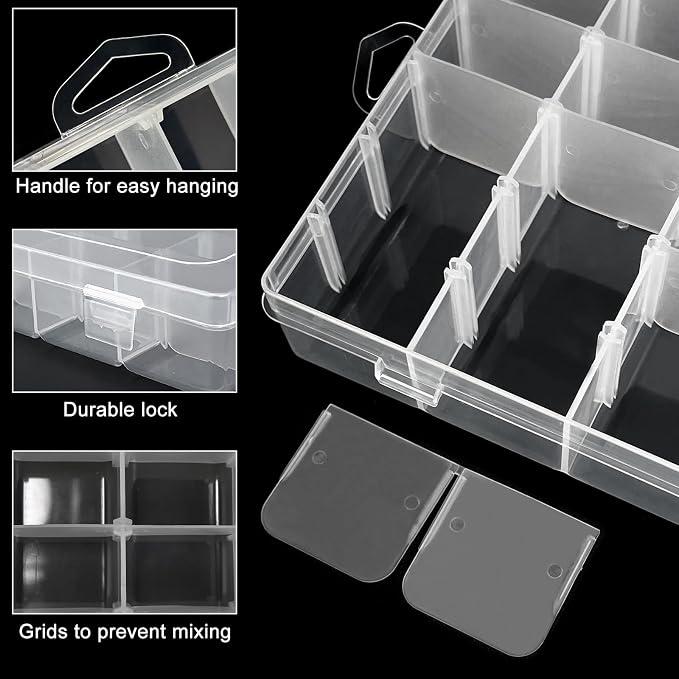 Guyuyii 2 Pack Bead Storage Containers with 36 Grids Adjustable Dividers | for Jewelry Making, Craft Organization, Diamond Painting, Compatible with Beads, Earrings, Small Hardware, Clear