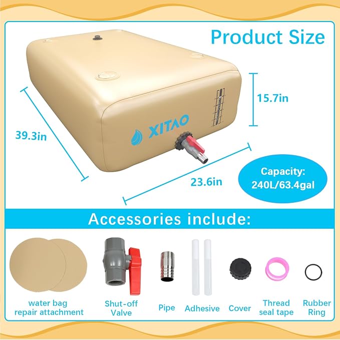 XITAO Water Bladder Storage Containers, Water Tank Foldable Portable Water Storage,Water Storage Bag Containers for RV, Camping, Garden, Irrigation, Drought Resistance, Firefighting