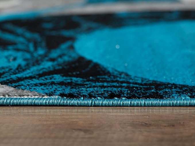 Yafa Home Fashion Modern Contemporary Swirls Design Area Rug, Luxurious, Elegant, and Fashionable Area Rug (Turquoise, 2 ft X 7 ft)