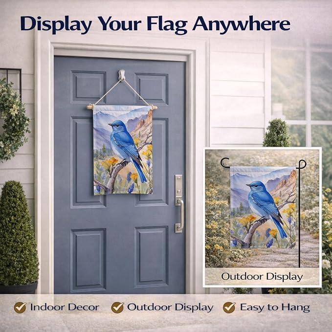 Caroline's Treasures Nevada Mountain Bluebird Garden Flag Mailbox Flag Decorative Yard Flag Banner Outside Patio Artwork Yard Flower Beds, Garden Size, Multicolor