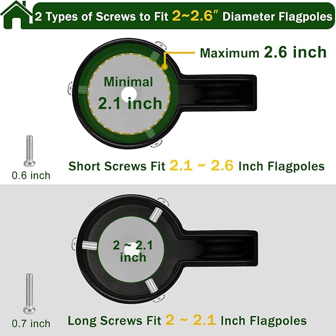 Flag Pole Pulley and Rope kit for 2" to 2.6" Diameter Flag Poles, 50FT Rope, 3.5" Flag Pole Topper, Cast Aluminum Flag Pole Truck, Metal Snap Clips and Cleat(Black)