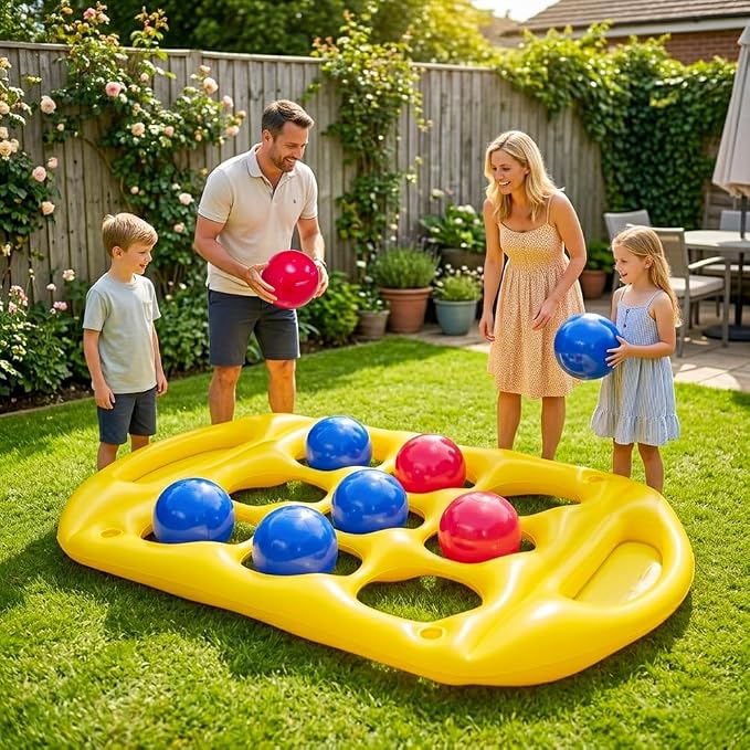 Pool Toys Games for Kids, Inflatable Tic Tac Toe Pool Toy with 10 Balls | Giant Pool Tic Tac Toe Game Floating for Adults Teens