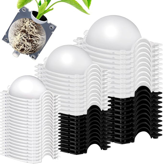 Threehoney 30 Pcs Air Layering Propagation Kit Reusable Half Black Half Transparent Grafting Ball Air Layering Pods Propagation Box Plant Rooting Grafting Box for Plants, Large, Medium, Small