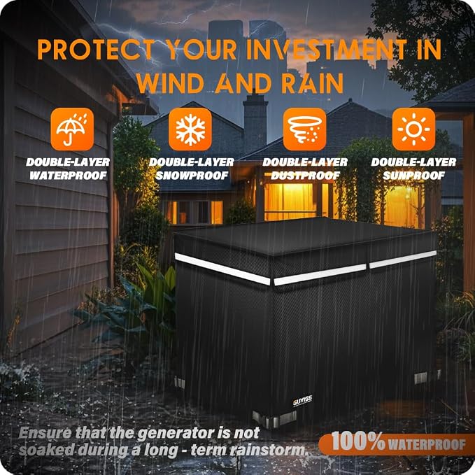 Generator Cover. 32x24x24 Inch Generator Covers While Running, Top Can Be Opened for Refueling. All-weather Generator Protective Cover.Black