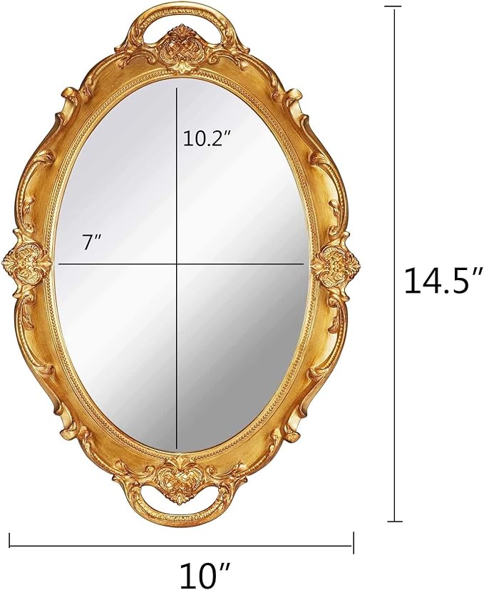 YCHMIR Vintage Mirror Small Wall Mirror Hanging Mirror 14.5 x 10 inchs Oval Gold