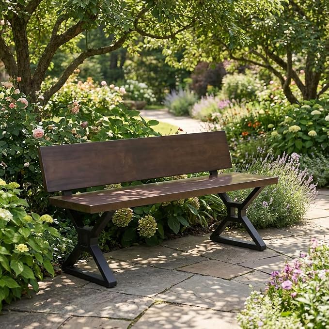 Durable Bench Legs with Backrest Brackets for Patio Benches | DIY Backyard Furniture, Park-Style Seating or Hallway Benches. Fits Heavy Timber & Slabs. Weather-Resistant for Outdoor Use