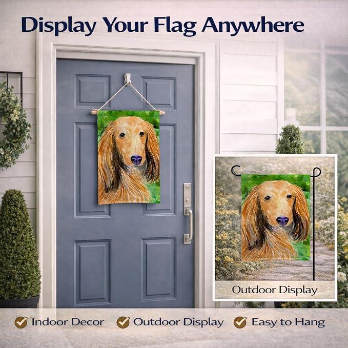 Caroline's Treasures SS8790GF Dachshund Garden Flag Mailbox Flag Decorative Yard Flag Banner Outside Patio Artwork Yard Flower Beds, Garden Size, Multicolor