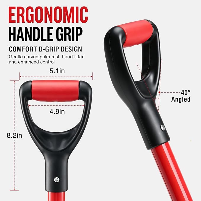 Heavy Duty Garden Fork, 4-Tine Digging Fork with Ergonomic Fiberglass Handle, Pitch Fork, 44 Inch Spading Fork for Compost, Mulch, Hay & Soil