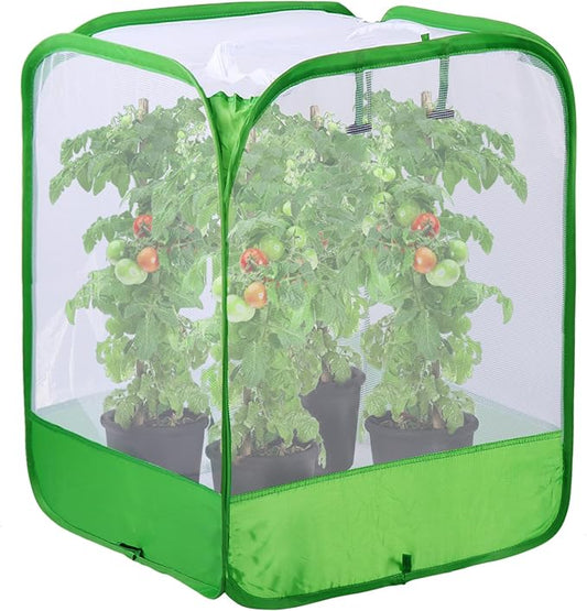 36" Large Mesh Plant Cover for Outdoor, Plant Netting Protector Garden Enclosure Cloche for Fruit, Vegetables, Strawberry, Flowers and Herbs Pop-Up Cage with 4 Stakes (24 x 24 x 36 Inches)