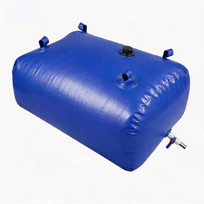 Water Storage Bladder Portable Heavy-Duty - 142Gal/540L with Stainless Steel Fittings, Leak-Proof & Durable – Portable Tank for Emergency, Farming, Irrigation Use（Glossy Surface）