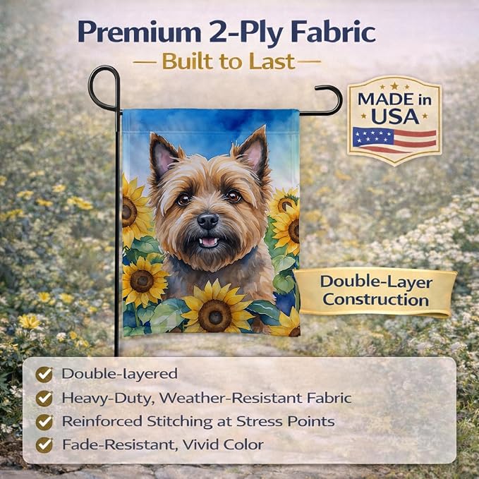 Caroline's Treasures DAC6044GF Cairn Terrier in Sunflowers Garden Flag Mailbox Flag Decorative Yard Flag Banner Outside Patio Artwork Yard Flower Beds, Garden Size, Multicolor