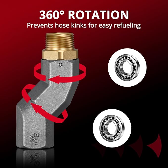 EVIL ENERGY 3/4" NPT 12PCS Fuel Transfer Hose Swivel 360 Rotating Connector for Fuel Nozzle Multi Plane Swivel