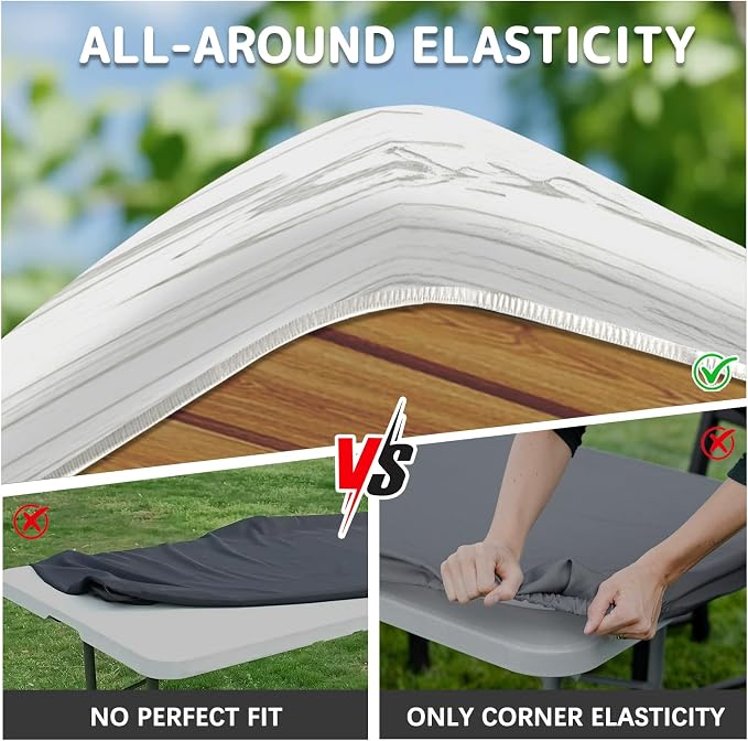 Picnic Table Cover with Bench Covers Elastic Edges, 3 Pcs Forest Fitted Table Cover with Drawstring Bag, Waterproof Windproof Aesthetic Camping Tablecloth, Outdoor Camping Essentials 72 Inch