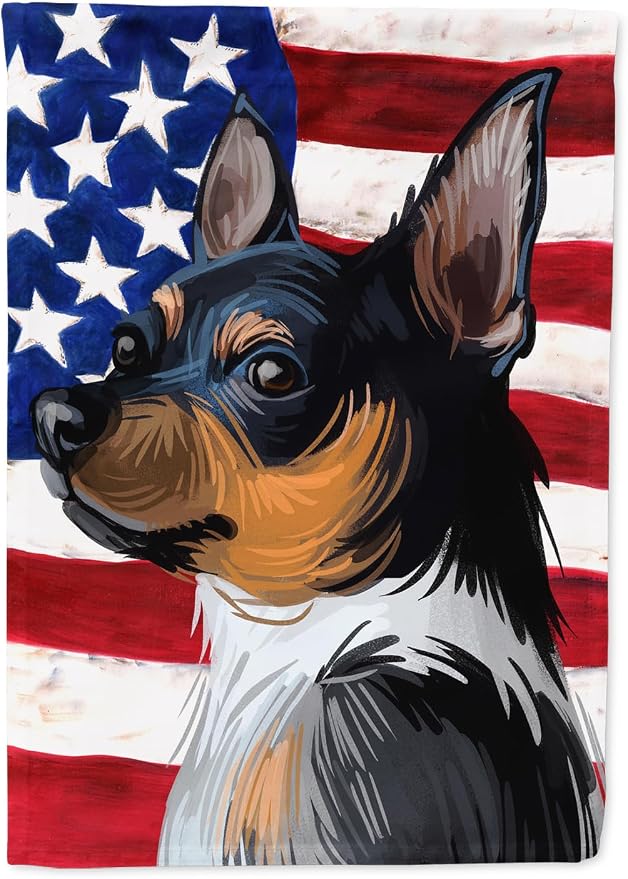 Caroline's Treasures CK6735GF Teddy Roosevelt Terrier American Flag Garden Flag Mailbox Flag Decorative Yard Flag Banner Outside Patio Artwork Yard Flower Beds, Garden Size, Multicolor