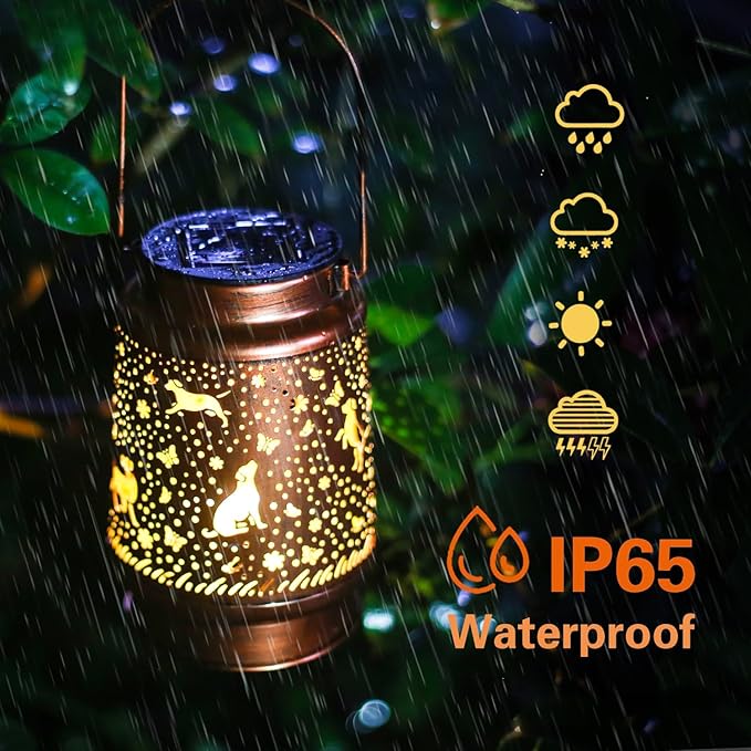 Dog Solar Lanterns Outdoor Waterproof Hanging Solar Lights Labrador Dog Gifts for Women Men Metal Decorative LED Lanterns for Yard, Patio, Lawn, Pathway, Landscape, Garden Decor, Dog Lovers Gifts