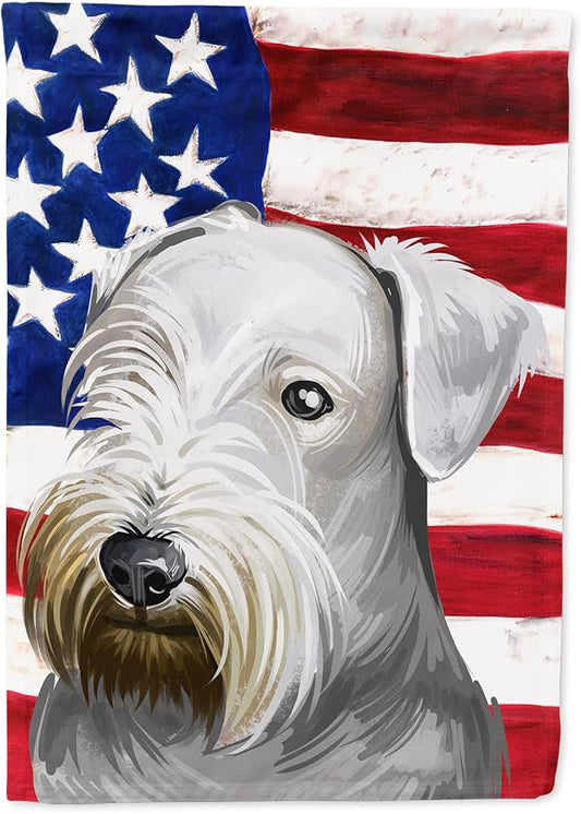 Caroline's Treasures CK6485CHF Cesky Terrier Dog American Flag House Flag Large Porch Sleeve Pole Decorative Outside Yard Banner Artwork Wall Hanging, Polyester, House Size, Multicolor