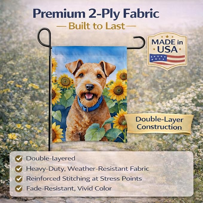 Caroline's Treasures DAC6114GF Lakeland Terrier in Sunflowers Garden Flag Mailbox Flag Decorative Yard Flag Banner Outside Patio Artwork Yard Flower Beds, Garden Size, Multicolor
