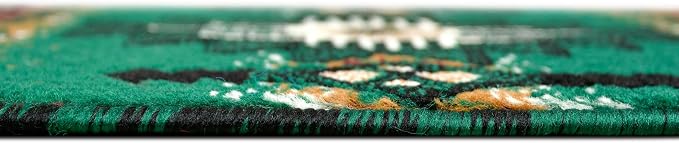YHSF South West Native American Area Rug C318 - Easy Clean, Thick, Soft, Durable Native Tribal American Indian Inspired Rug for Bedroom/Living Room and More - Hunter Green, 16 Inches x 28 Inches