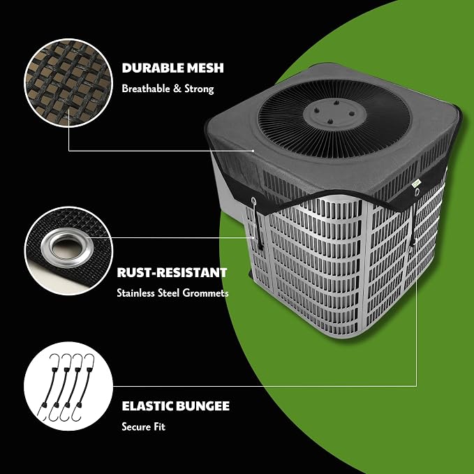 Universal Air Conditioner Cover 36x36, Central AC Unit Screen, Outdoor Heat Pump Protector & Leaf Guard Mesh for Round Compressor